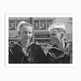 Sailors Talking In Square In Midtown, This Square Is A General Gathering Place, San Diego, California By Russell Lee Art Print