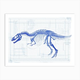 Corythosaurus Skeleton Hand Drawn Blueprint 2 Art Print