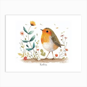 Little Floral Robin 3 Poster Art Print