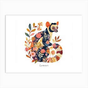 Little Floral Lemur 1 Poster Art Print