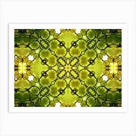 Green Watercolor Abstraction Symmetrical Pattern Art Print