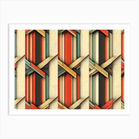 Seamless Relief Sculpture Designation Retro Pattern Curve Cross Flower Frame Vine Kaleidoscope Art Print