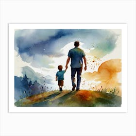 Father And Son Walking Father's Day 4 Art Print