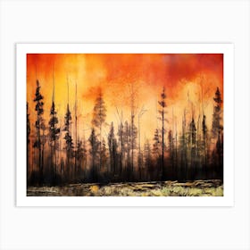 Natures Scorched Earth - Fire In The Forest Art Print