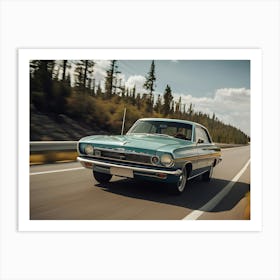 Retro Car At Highway 13 Art Print