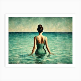 A Painting In A Vintage Oil Painting Style, Showing The Back Of A Woman With Dark Hair In A Bun Art Print