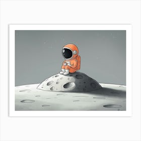 Astronaut On The Moon wall decoration Art Print