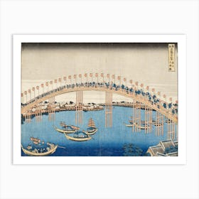 Tenman Bridge At Settsu Province , Katsushika Hokusai Art Print