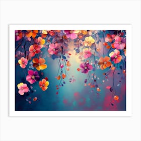 Elegant Colorful With Vibrant Flower Hanging Branches 2 Art Print