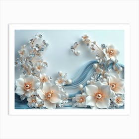 Pearls And Flowers Art Print