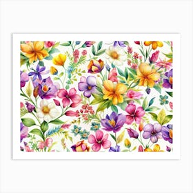 Watercolor Floral Seamless Pattern Art Print