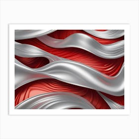 Abstract Red And Silver Wave Art Print