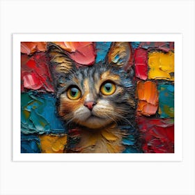 Whiskered Masterpieces: A Feline Tribute to Art History: Cat Painting 1 Art Print