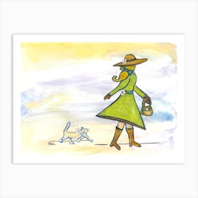 Lady and her Cat Art Print