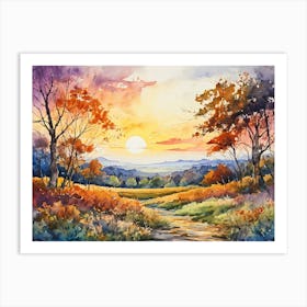 Tranquil Watercolor Landscape Art Print