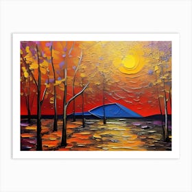 Sunset In The Forest Art Print