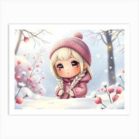 Anime Girl In The Snow Art Print