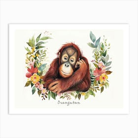 Little Floral Orangutan 4 Poster Art Print