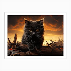 Black Cat In The Woods Art Print