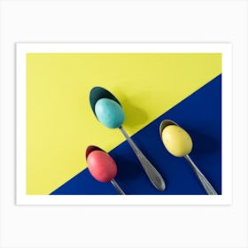 Easter Eggs On Spoons 1 Art Print