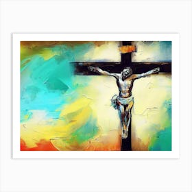 Jesus on the Cross AI Abstract Art Art Print