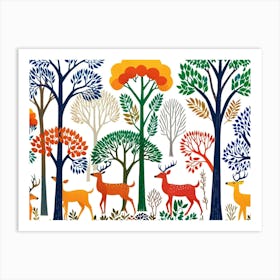 Default Traditional Gond Art From India Of Deer And Trees Agai 2 Art Print