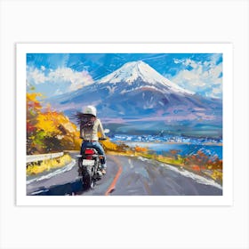 Woman Riding A Motorcycle Art Print