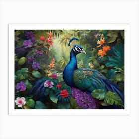 Peacock In The Jungle 1 Art Print