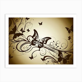 Butterflies On A Brown Background Art Print