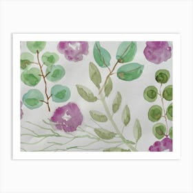 Purple And Green Watercolor Painting Art Print