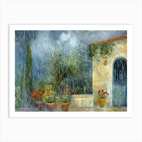 Rainy Day in a Mediterranean Garden # 1 Art Print