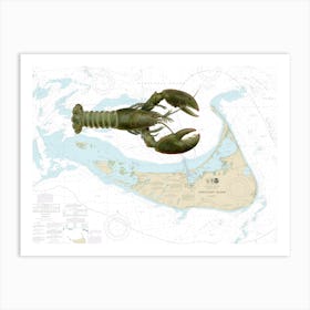 Vintage Denton Lobster On Nantucket Island Nautical Chart 13241 that includes Nantucket, Nantucket Sound - Ocean MAp Art Print