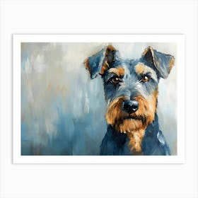 Minimal Terrier Blue And Beige 3 Art Print