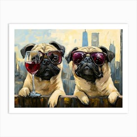 City Pugs 2 Art Print