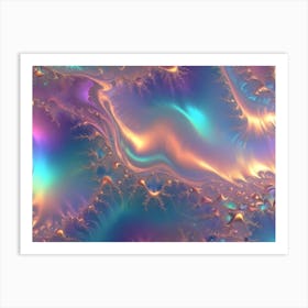 Abstract Image Of Swirling, Fluid Colors In Shades Of Pink, Blue, And Gold Art Print