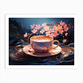 Coffee Cup With Flowers 3 Art Print