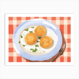 A Plate Of Arancini, Top View Food Illustration, Landscape 2 Art Print