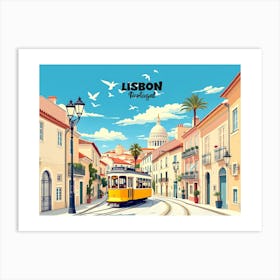 Lisbon Portugal Vintage Travel V 02 Art Print