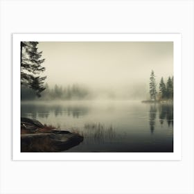 Rustic Forest Lake Oil Painting Art Print