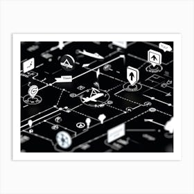 A Detailed Graphic Illustration Of Global Positioning System Icons And Symbols Floating Seamlessly 2 1 Art Print