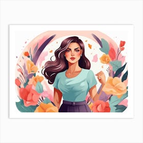 Girl With Flowers 5 Art Print