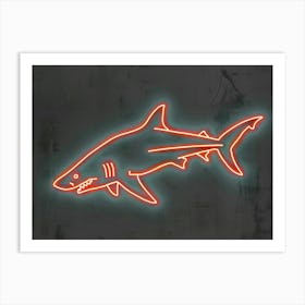 Orange Smooth Hammerhead Neon Shark 8 Art Print