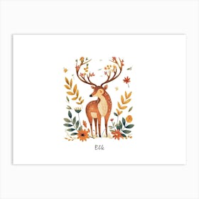 Little Floral Elk 1 Poster Art Print