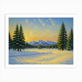 Winter's Peaceful Touch Sunset In The Mountains Art Print