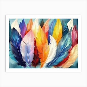 3d Hand Painted Watercolor Feathers Art Print