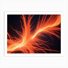 Abstract Image Of Two Glowing, Orange Lines Twisting And Connecting On A Dark Background, Suggesting Energy Flow Or Connection Art Print