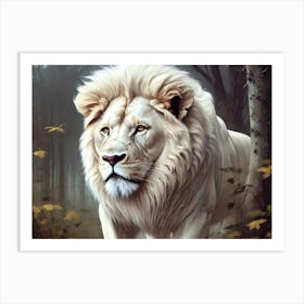 White Lion In The Forest 1 Art Print