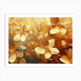 Golden Floral Art Print