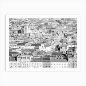 Black And White Budapest Rooftops Art Print