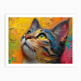 Whiskered Masterpieces: A Feline Tribute to Art History: Colorful Cat Painting Art Print